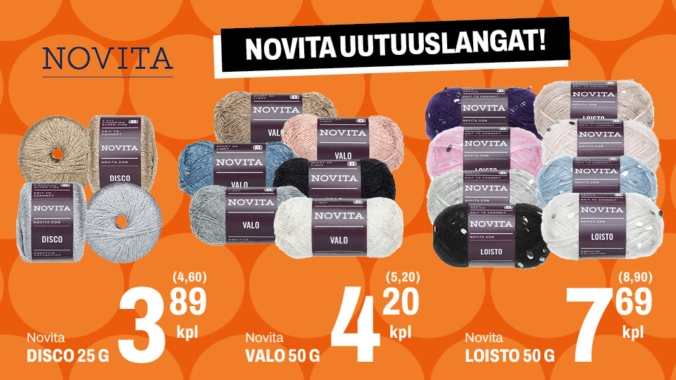 Novita uutuuslangat Disco, Valo ja Loisto!