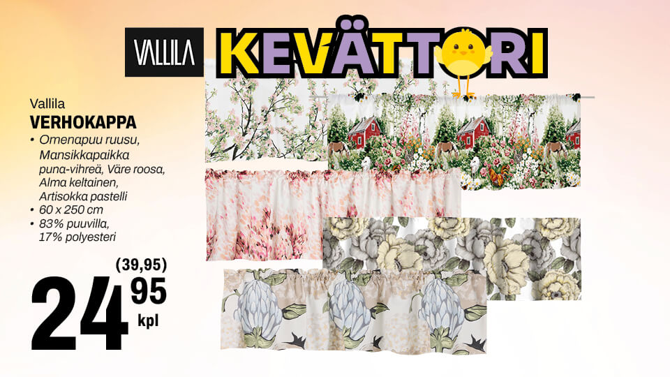Vallila verhokappoja 24,95 € (39,95)