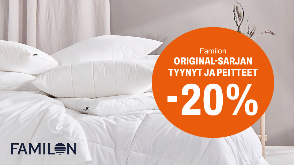 Familon Original-sarjan tyynyt ja peitteet -20 %