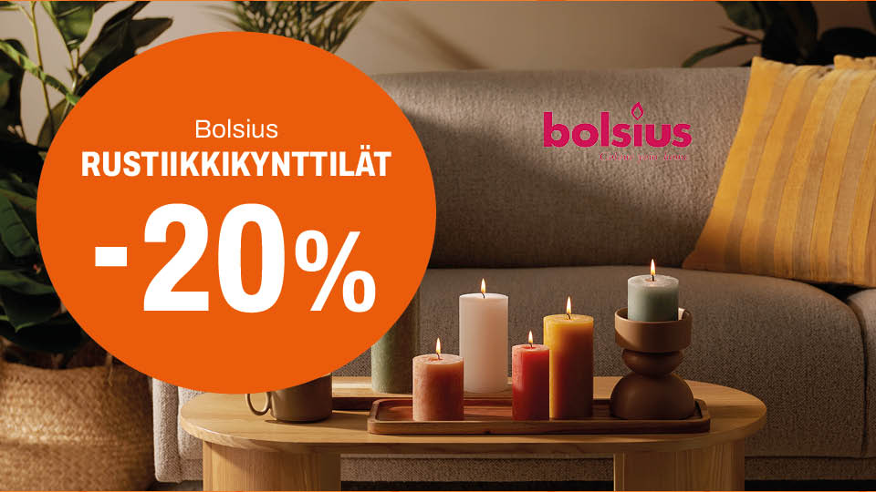 Bolsius rustiikkikynttilät -20%