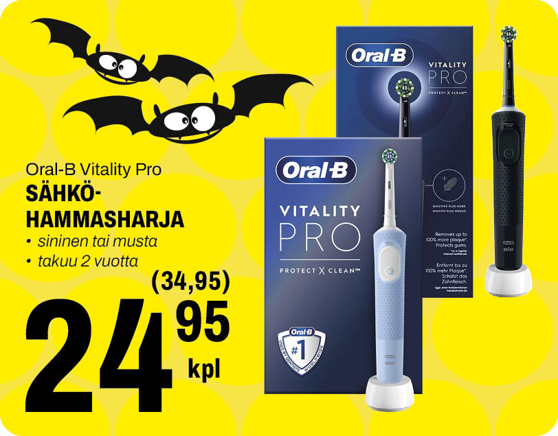 Oral-B Vitality Pro s&auml;hk&ouml;hammasharja 24,95&euro;/kpl