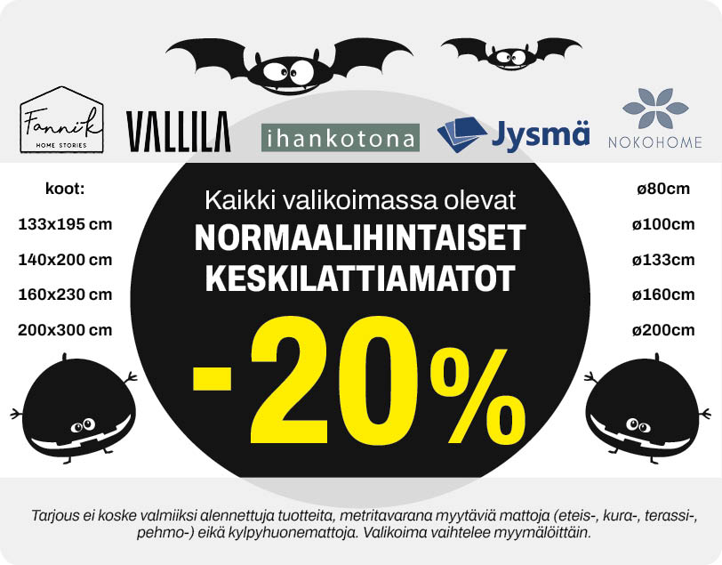 Kaikki normaalihintaiset keskilattiamatot -20 %