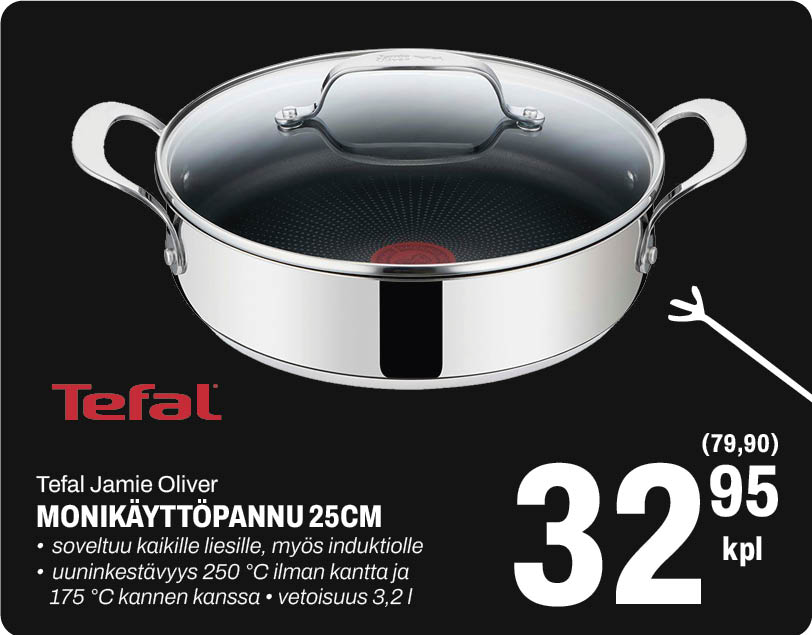 Tefal Jamie Oliver monik&auml;ytt&ouml;pannu 25 cm 32,95 &euro; (79,90)