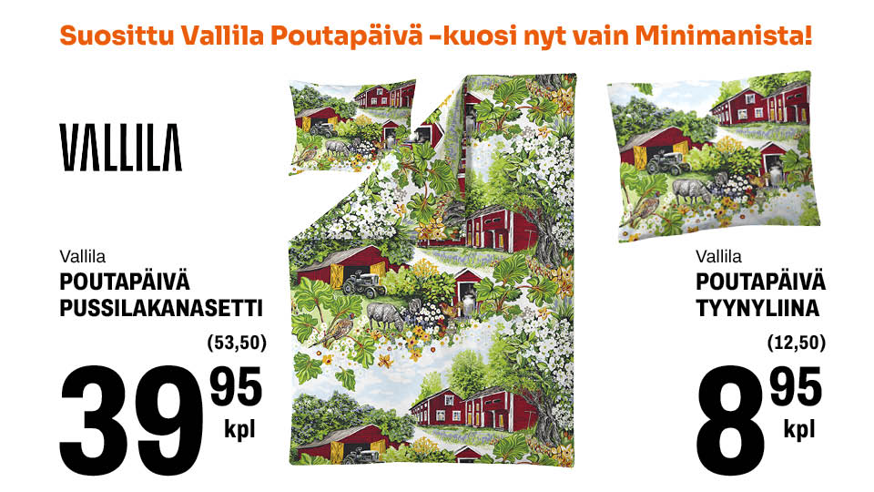 Vallila poutap&auml;iv&auml; pussilakanasetti ja tyyny