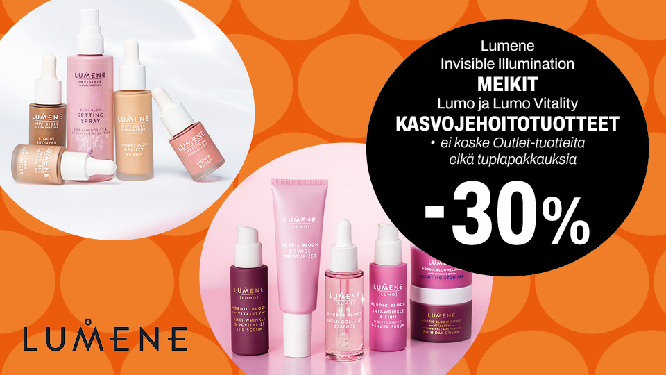 Lumene Lumo ja Lumo Vitality ihonhoitotuotteet sek&auml; Invisible Illumination Meikit -30 %