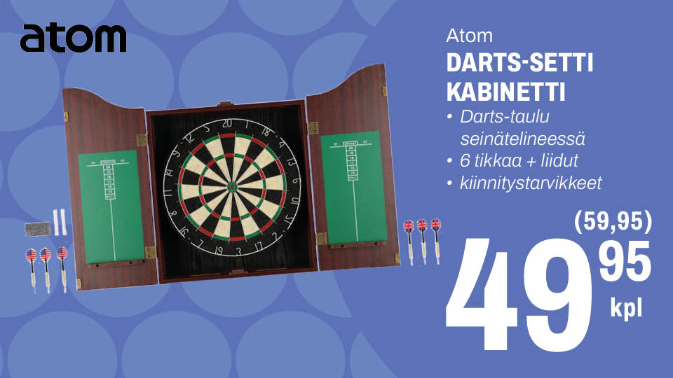 Atom Darts-setti kabinetti 49,95 &euro;