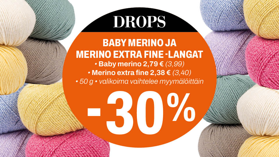 Drops Baby Merino ja Merino Extra Fine -langat -30%