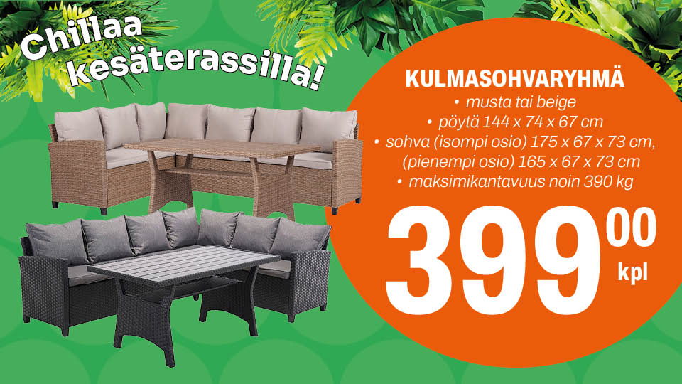 Kulmasohvaryhm&auml; 399,00 &euro;/kpl