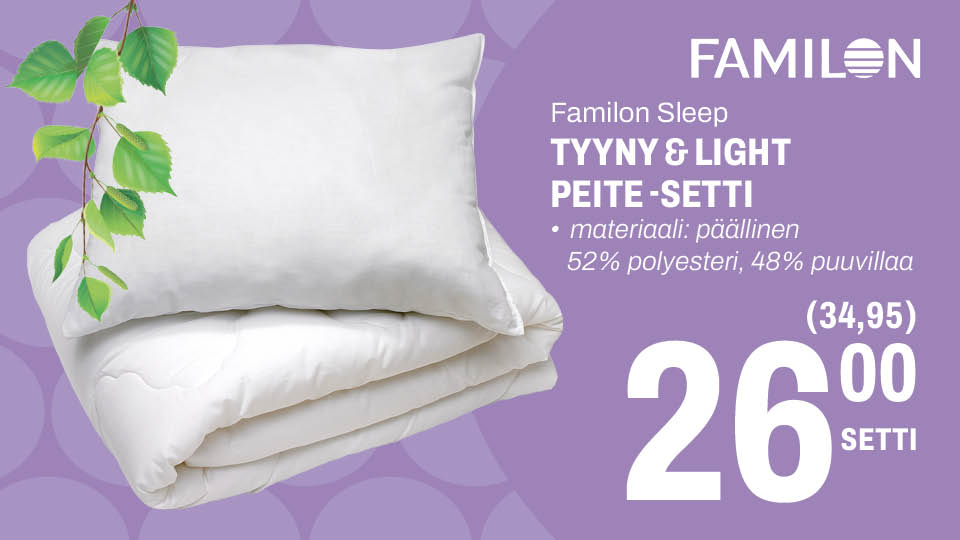 Familon Sleep Tyyny & Light peite-setti 26 &euro;/setti