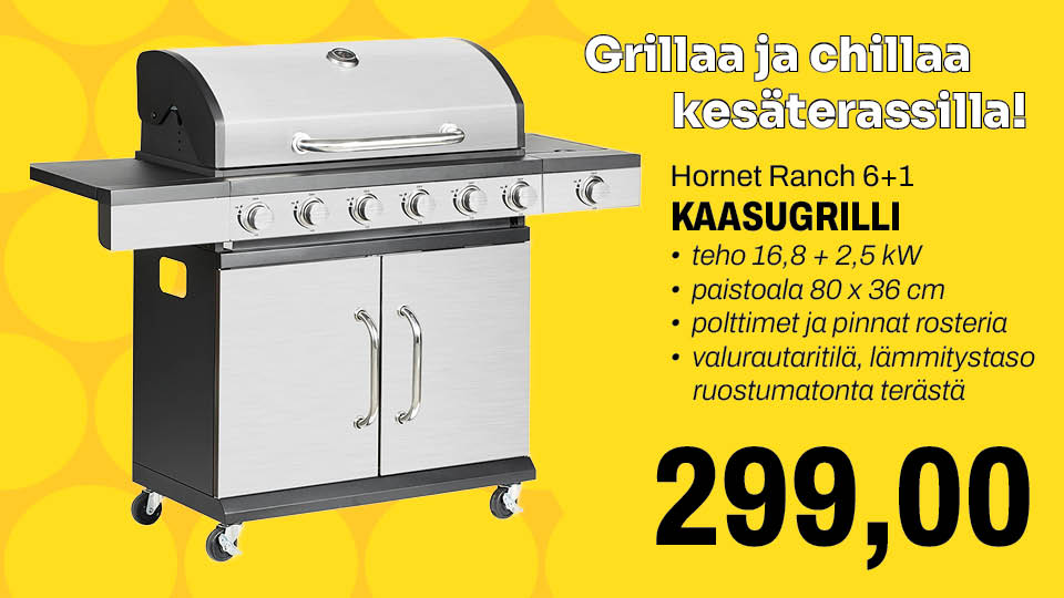 Hornet Ranch 6+1 kaasugrilli 299 &euro;/kpl