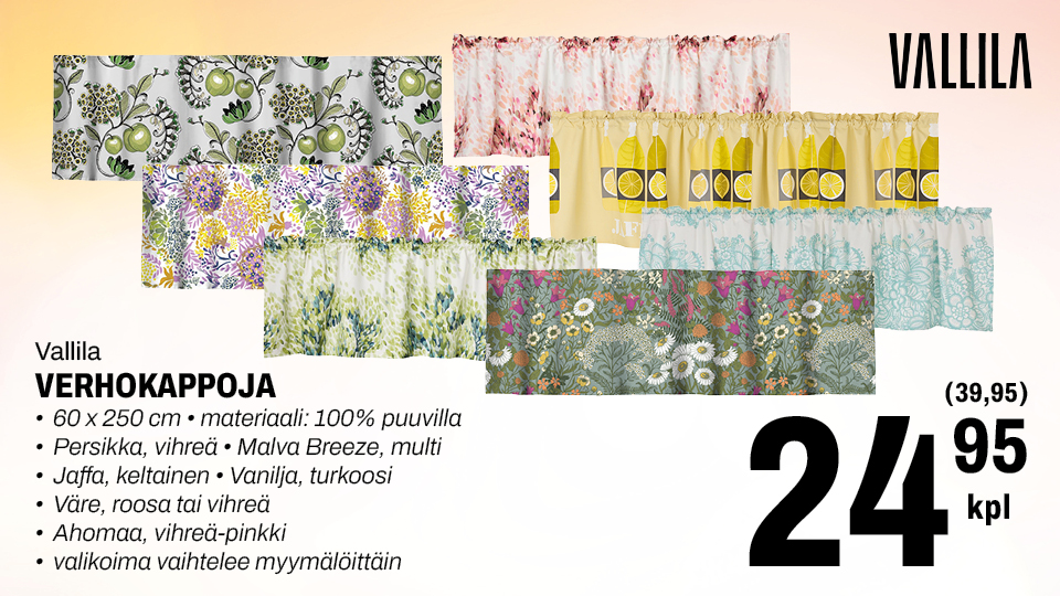 Vallila verhokappoja 24,95 &euro; (39,95)