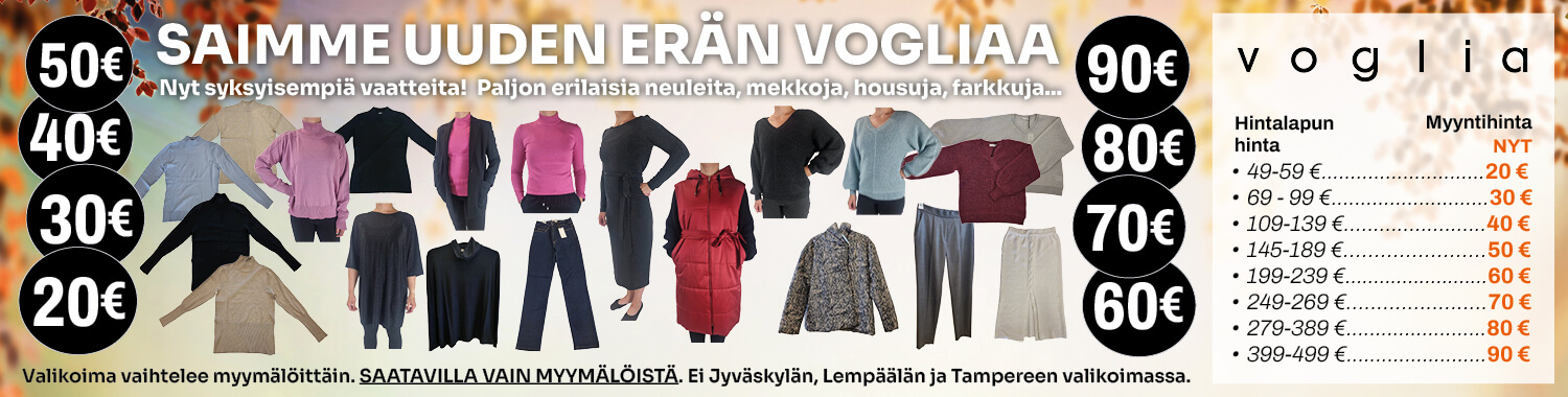 Saimme uuden er&auml;n Vogliaa &ndash; Nyt syksyisempi&auml; vaatteita tasarahahinnoin!