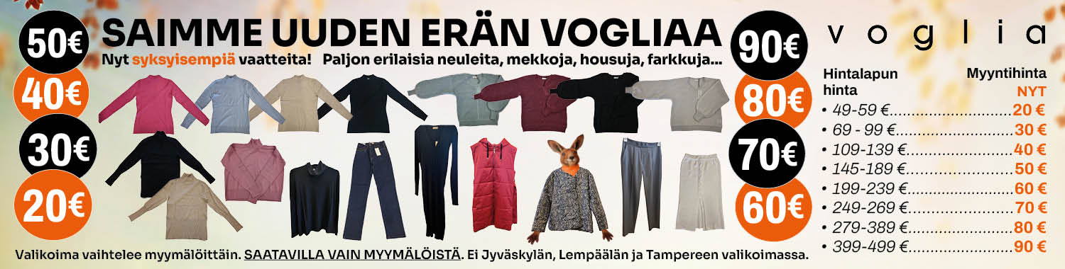 Saimme uuden er&auml;n Vogliaa &ndash; Nyt syksyisempi&auml; vaatteita tasarahahinnoin!