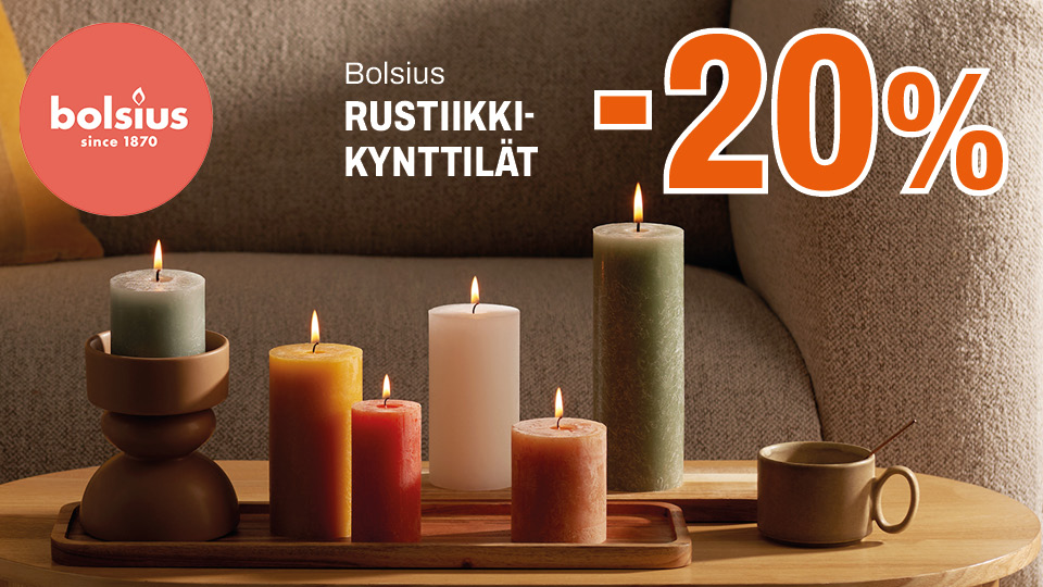 Bolsius rustiikkikynttil&auml;t -20 %
