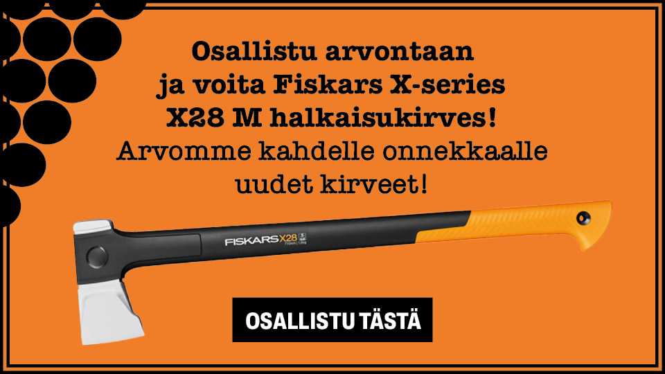 Osallistu arvontaan &ndash; Arvomme kahdelle onnekkaalle Fiskars-halkaisukirveen!