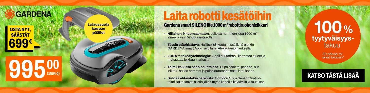 Gardena Smart Sileno Life 1000 Lona robottiruohonleikkuri alehintaan!