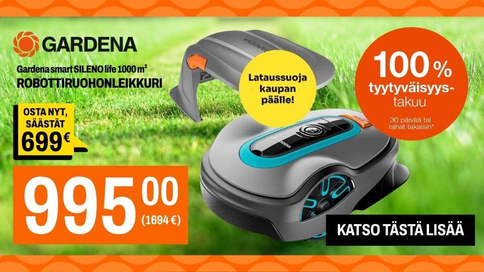 Gardena Smart Sileno Life 1000 Lona robottiruohonleikkuri alehintaan!