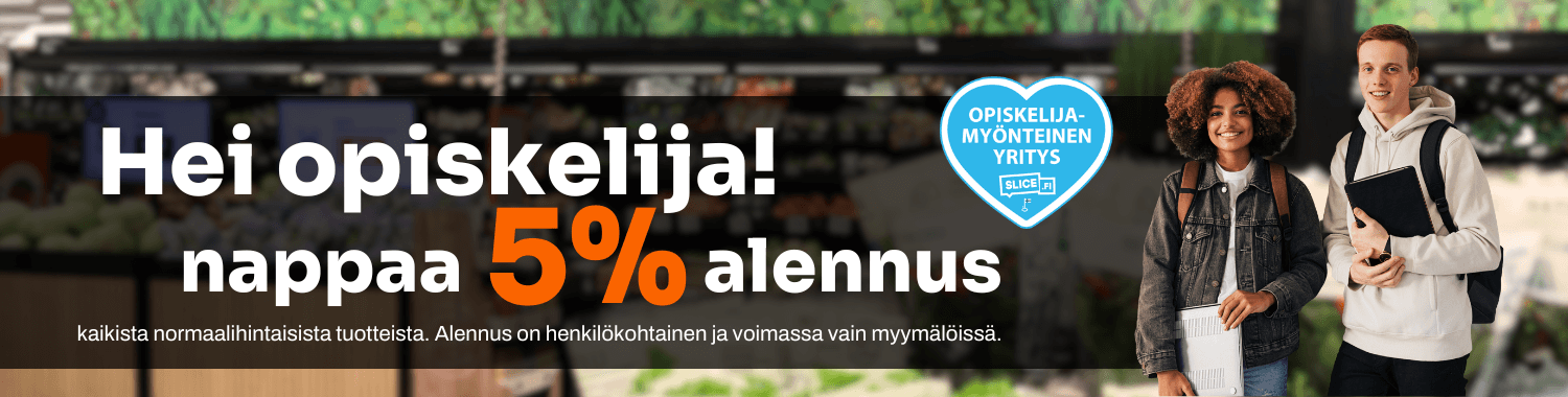 Hei opiskelija - nappaa 5 % opiskelija-alennus Minimanin myym&auml;l&ouml;ist&auml;!
