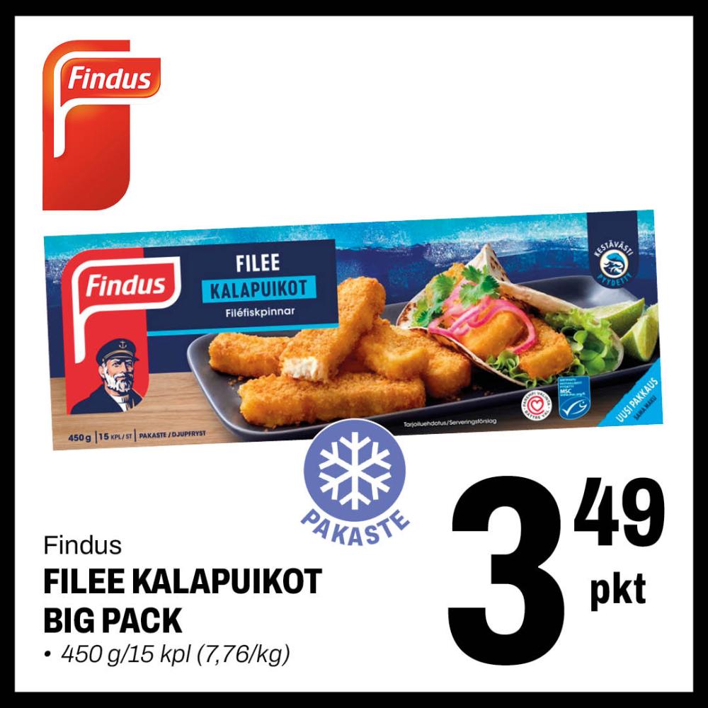 Findus Filee kalapuikot 3,49&euro;/pkt