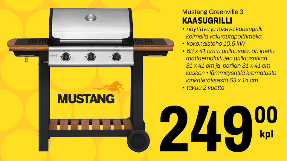 Mustang Greenville 3 kaasugrilli 249 &euro;