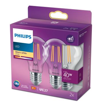 PHILIPS LED-LAMPPU 40W A60 E27 KIRKAS 2KPL 470L 2700K