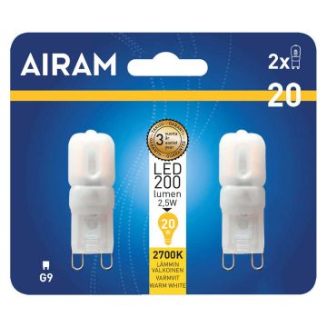 AIRAM LED LAMPPU 2W G9 180LM, 15 000H, 2 KPL