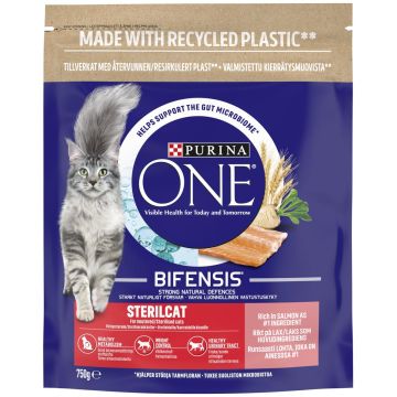 PURINA ONE KISSAN TÄYSRAVINTO STERILCAT LOHTA JA VEHNÄÄ 750 G