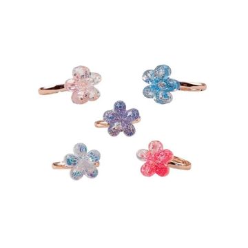 GREAT PRETENDERS BOUTIQUE SHIMMER FLOWER RINGS, 5 PCS