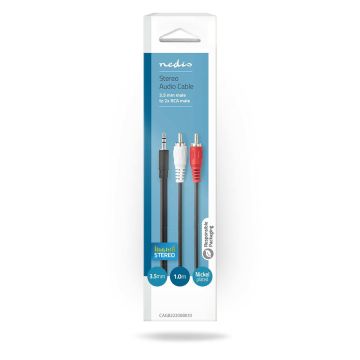 NEDIS STEREOÄÄNIKAAPELI 3.5 MM UROS - 2X RCA UROS 1 M MUSTA