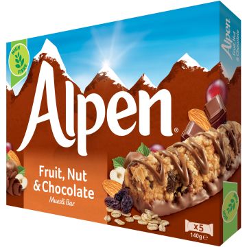 ALPEN PATUKKA HEDELMÄ-PÄHKINÄ-SUKLAA 5KPL 145 G