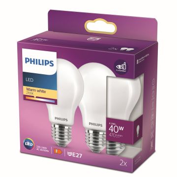 PHILIPS LED-LAMPPU 40W A60 E27 HUURRETTU 2KPL 470L 2700K