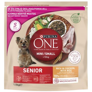 PURINA ONE KOIRAN TÄYSRAVINTO SMALL DOG SENIOR KANA-RIISI 1,5 KG