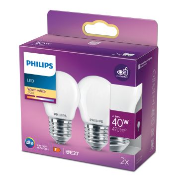 PHILIPS LED-LAMPPU 40W P45 E27 HUURRE 2KPL 470L 2700K