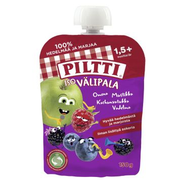 PILTTI ISO VÄLIPALA OMENA-MUSTIKKA- KARHUNVATUKKA-VADELMA 150 G