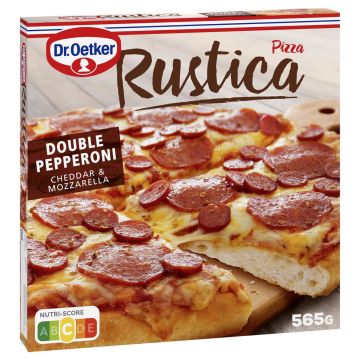 DR. OETKER RUSTICA PIZZA DOUBLE PEPPERONI CHEDDAR & MOZZARELLA 565