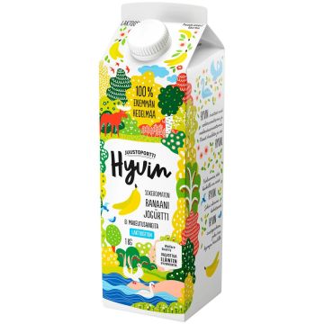 JUUSTOPORTTI HYVIN SOKEROIMATON JOGURTTI BANAANI LAKTON 1KG