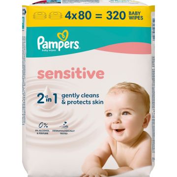 PAMPERS SENSITIVE PUHDISTUSPYYHE 4-PACK/320 320 KPL