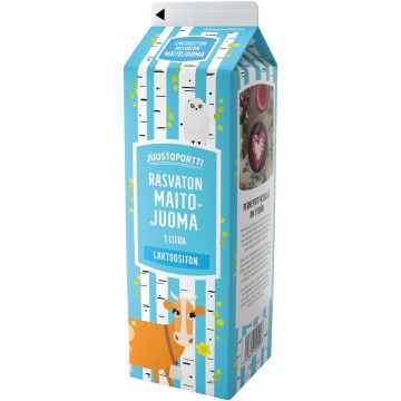 JUUSTOPORTTI LAKTOOSITON MAITOJUOMA RASVATON 1L