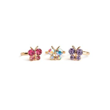 GREAT PRETENDERS BOUTIQUE BUTTERFLY GEM RINGS, 3PCS