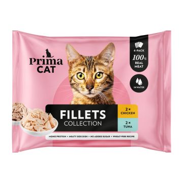 PRIMACAT FILLETS 4*50G KANAA VEDESSÄ & TONNIKALAA VEDESSÄ 200 G
