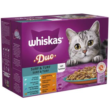 WHISKAS 1+ DUO SURF & TURF HYYTELÖSSÄ 12*85G 1,02 KG