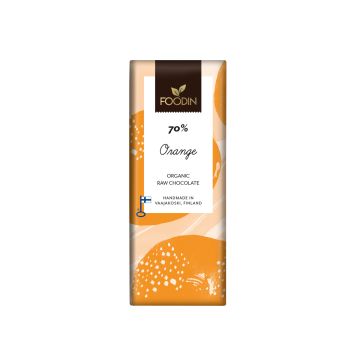 FOODIN RAAKASUKLAA ORANGE 70% LUOMU 40 G