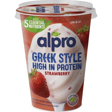 ALPRO GREEK STYLE SOIJAVALMISTE MANSIKKA 400 G