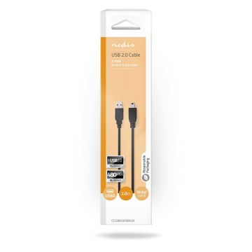 NEDIS USB 2.0 KAAPELI USB A UROS - MINI 5-PIN UROS PYÖREÄ 2 M M