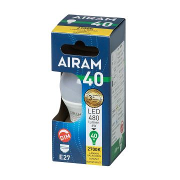 AIRAM LED KORISTELAMPPU OPAALI 4,9W E27 470LM, HIMMENNETTÄVÄ, 15 000H