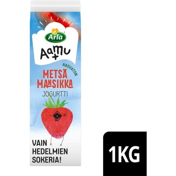 ARLA AAMU+ AB RASVATON METSÄMANSIKKAJOGURTTI LAKTON 1KG