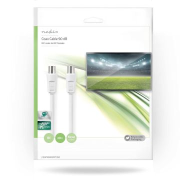 NEDIS KOAKSIAALIKAAPELI 90 DB IEC, UROS - IEC, NAARAS 20 M VALKOINEN