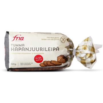 FRIA TUMMA HAPANJUURILEIPÄ GTON 500 G