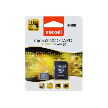 MAXELL MUISTIKORTTI MICRO SD XC 64GB CLASS 10 + ADAPTERI