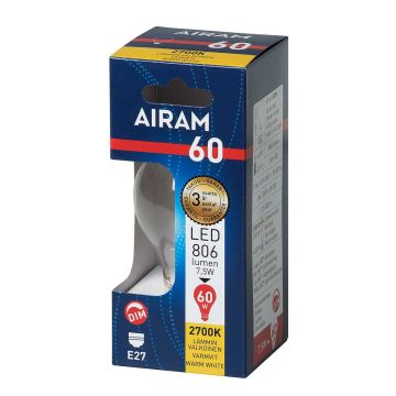 AIRAM LED VAKIOLAMPPU KIRKAS 7W E27 806LM, HIMMENETTÄVÄ, 15 000H